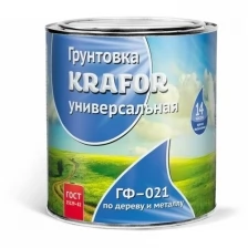 Грунтовка ГФ-021 по дереву и металлу Krafor, алкидная, 2,7 кг, серая